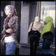 Девушки (Оксана, Наталья, Марина), занимавшиеся проституцией, стоят возле пресс-центра УНИАН после проведения пресс-конференции. Девушек заставили признаться в том, что они содержали притон и одна из них была сутенером.